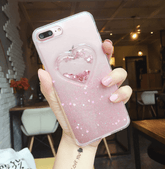 Bonita funda transparente con forma de corazón para iPhone en colores pastel